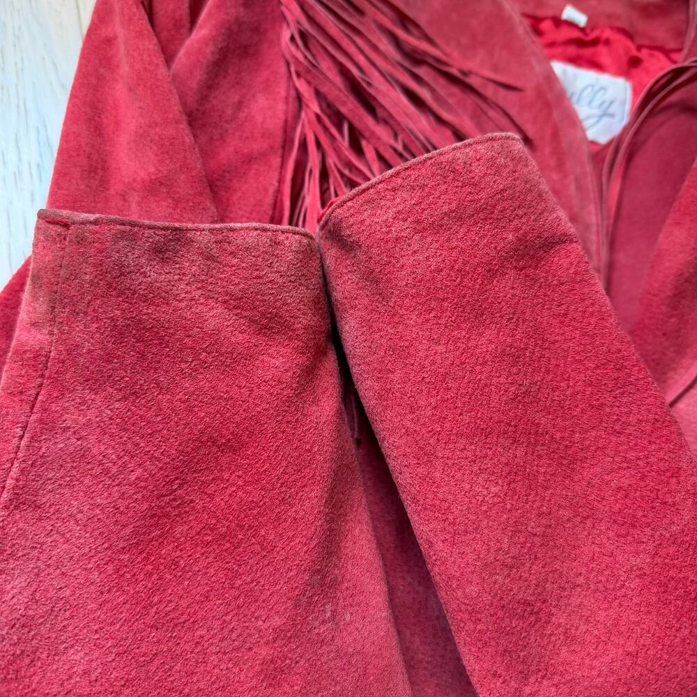 Vintage Scully Red Suede Leather Fringe Jacket Western Concho Women’s - Picture 12 of 12